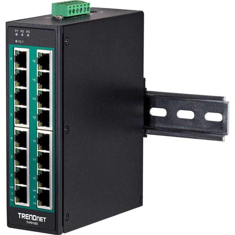 Trendnet TI-PG160 commutateur réseau Non-géré Gigabit Ethernet (10/100/1000) Connexion Ethernet, supportant l'aliment