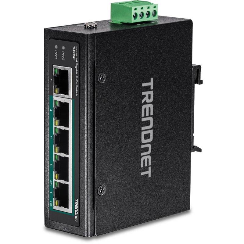 5-PORT INDUSTRIAL GIGABIT POE+ DIN-RAIL SWITCH