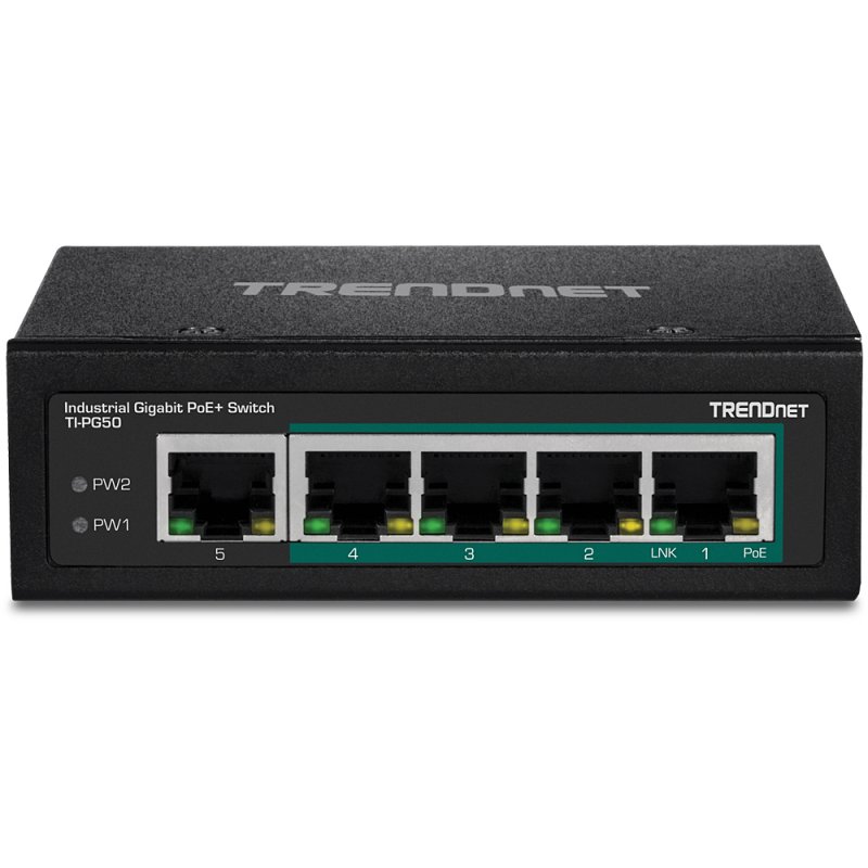 5-PORT INDUSTRIAL GIGABIT POE+ DIN-RAIL SWITCH