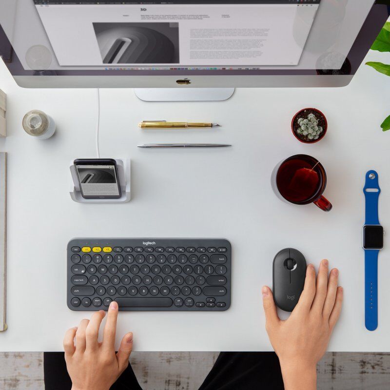 Logitech Pebble M350 - Maus - Bluetooth, 2.4 GHz - Graphite