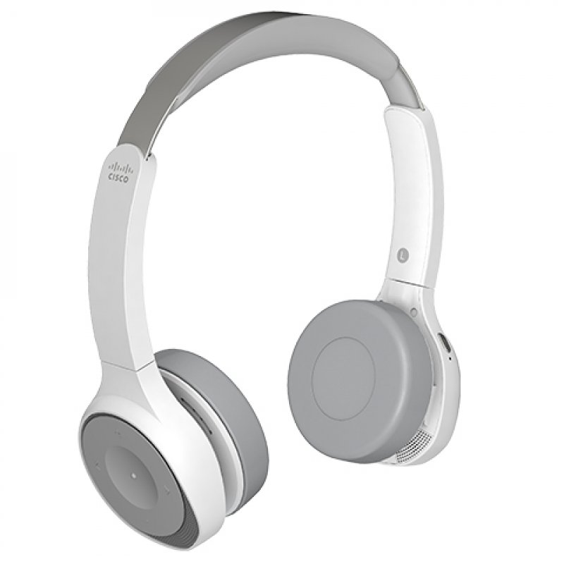 Cisco 730 Headphones Wired & Wireless Head-band Calls/Music Bluetooth Charging stand Platinum, White