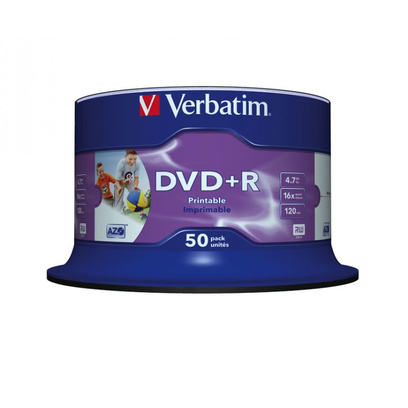 Verbatim DVD+R Wide Inkjet Printable No ID Brand 4,7 Go 50 pièce(s)