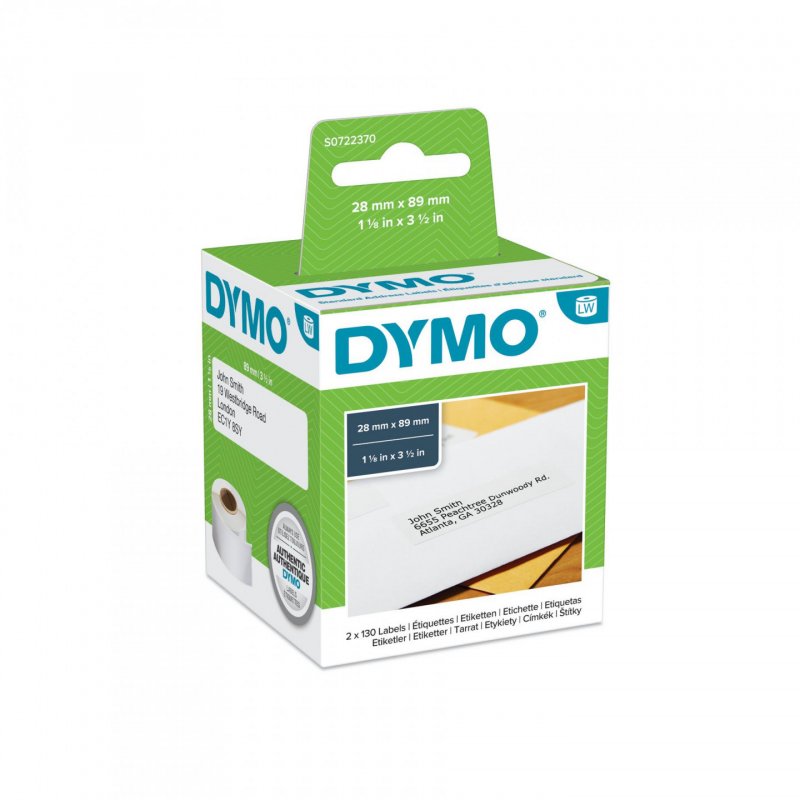 DYMO Etiquettes d'adresse LabelWriter, 89 x 28 mm, blanc