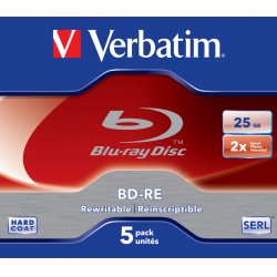 Blu-Ray Verbatim compatible 25 Go 2X réinscriptible (boite de 5)