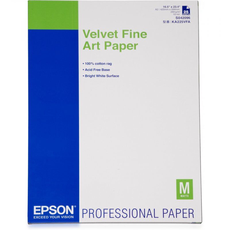 Epson Velvet Fine Art Paper, DIN A2, 260g/m², 25 Sheets