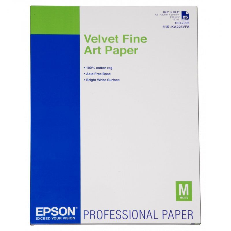 Epson Velvet Fine Art Paper, DIN A2, 260g/m², 25 Sheets