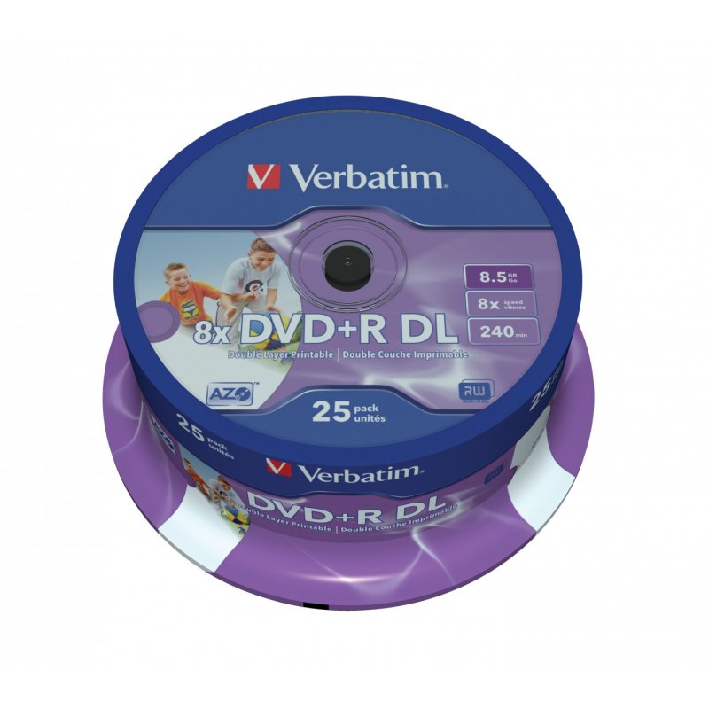DVD+R/8.5GB 8x Wid Print Surface Spdl 25