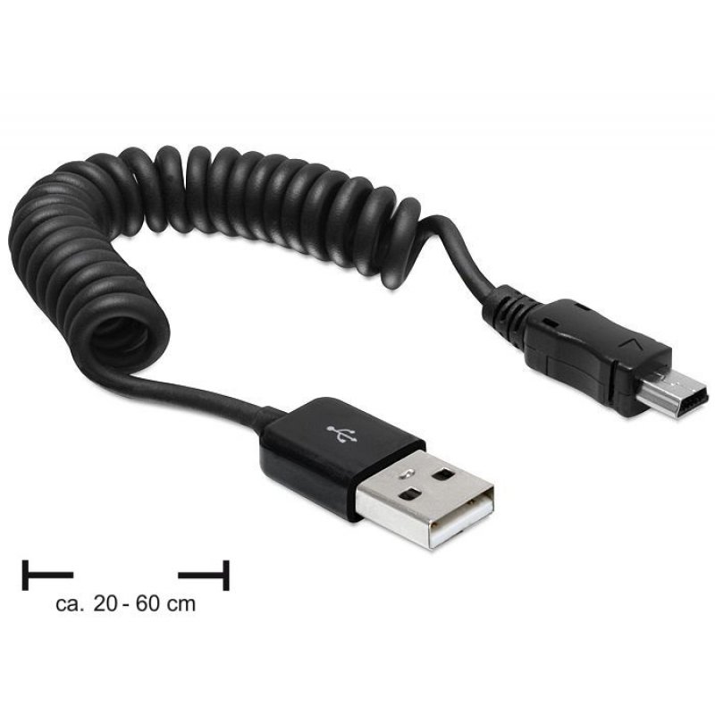 DeLOCK USB 2.0/USB mini 0.6m USB cable USB A Mini-USB A Black