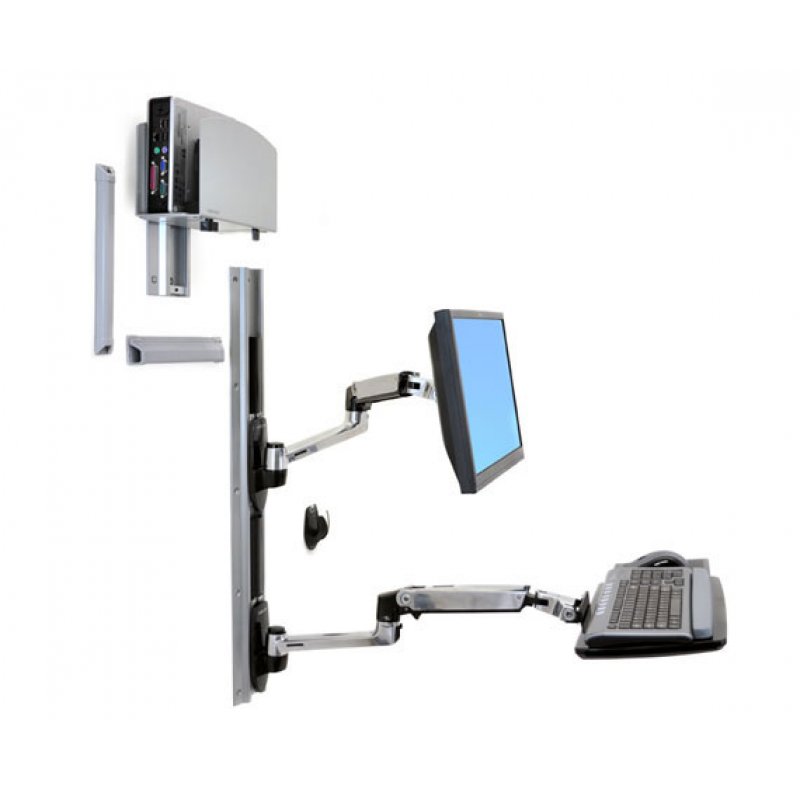 LX WALL MOUNT LCD KEYBOARD + UNIVERSAL CPU HOLDER ALUMINIUM