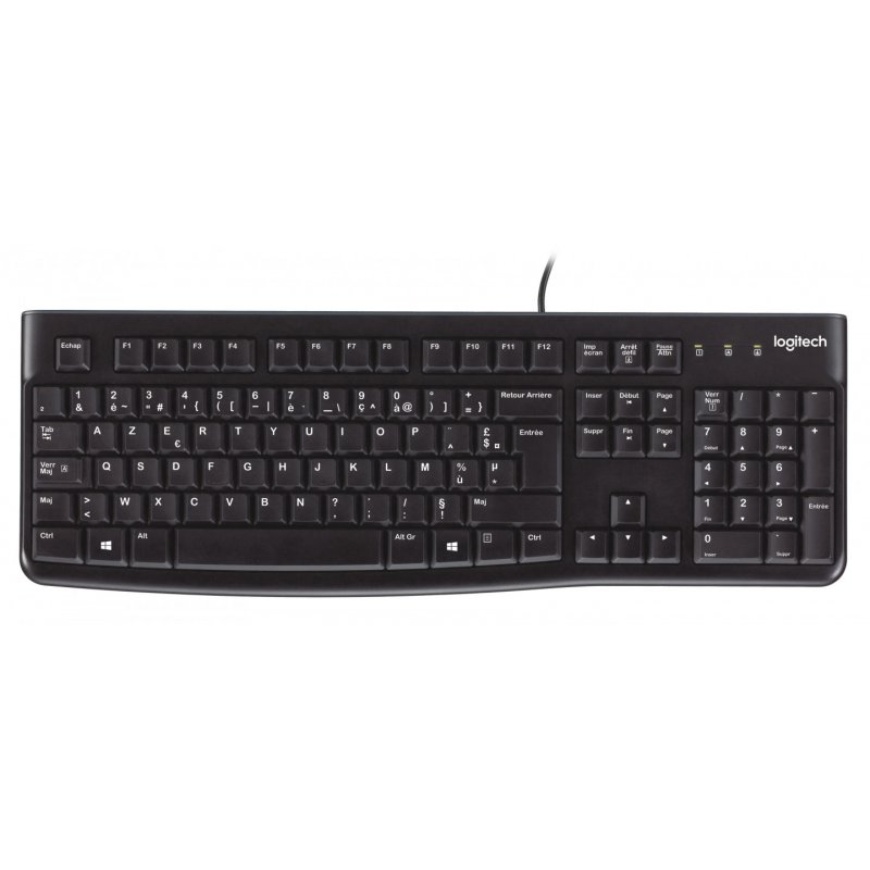 Logitech K120 Corded Keyboard clavier USB AZERTY Belge Noir