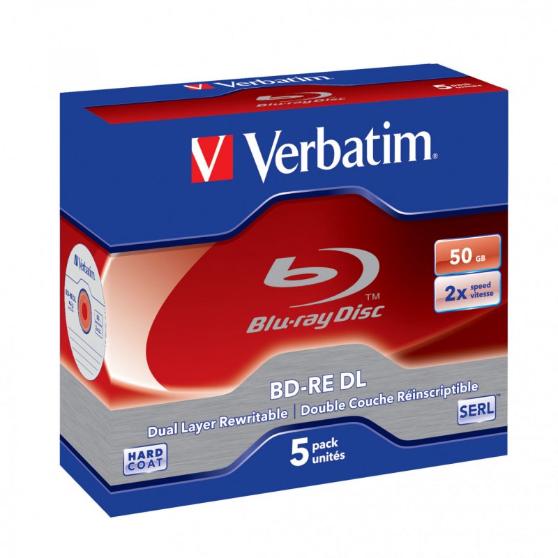 Verbatim BD-RE DL 50GB 2 x 5 Pack Jewel Case 50 Go 5 pièce(s)