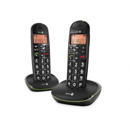 Doro PhoneEasy 100w duo DECT telephone Caller ID Black