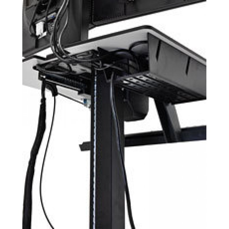 Ergotron WorkFit-C, Single HD Sit-Stand Workstation Noir, Gris Panier multimédia