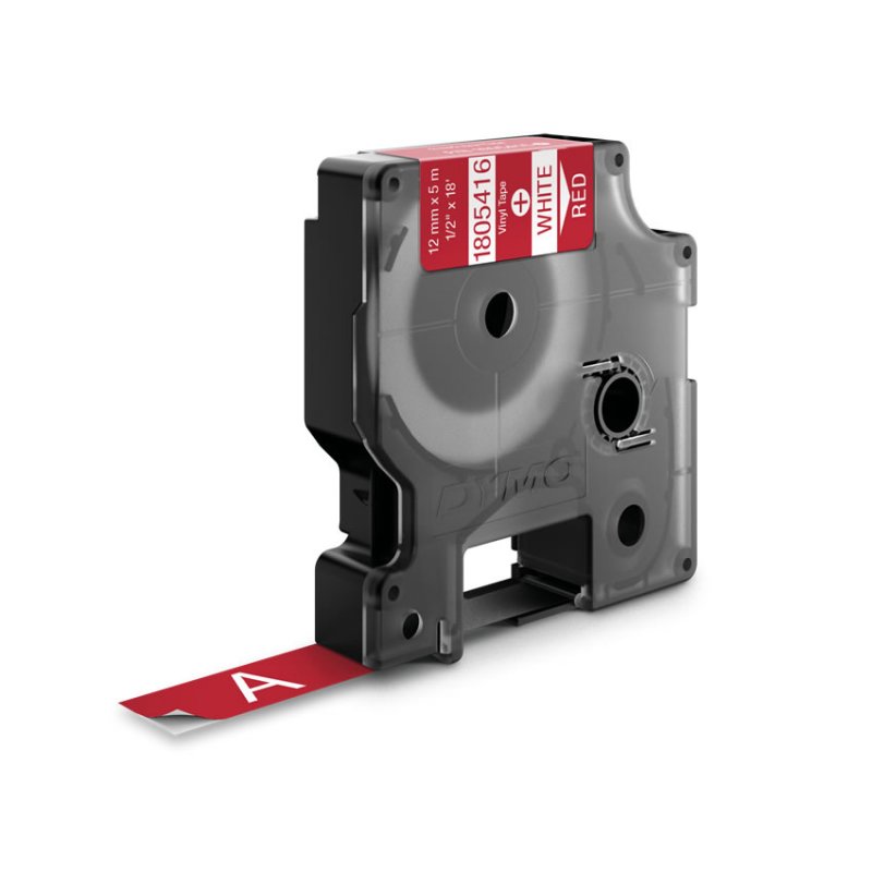 DYMO RHINO Etiquette en vinyle blanc/rouge, 12 mm x 5,5 m