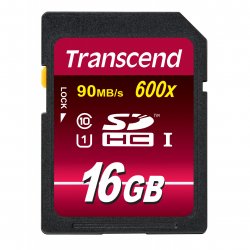 Transcend SD Card SDXC/SDHC Class 10 UHS-I 600x 16GB