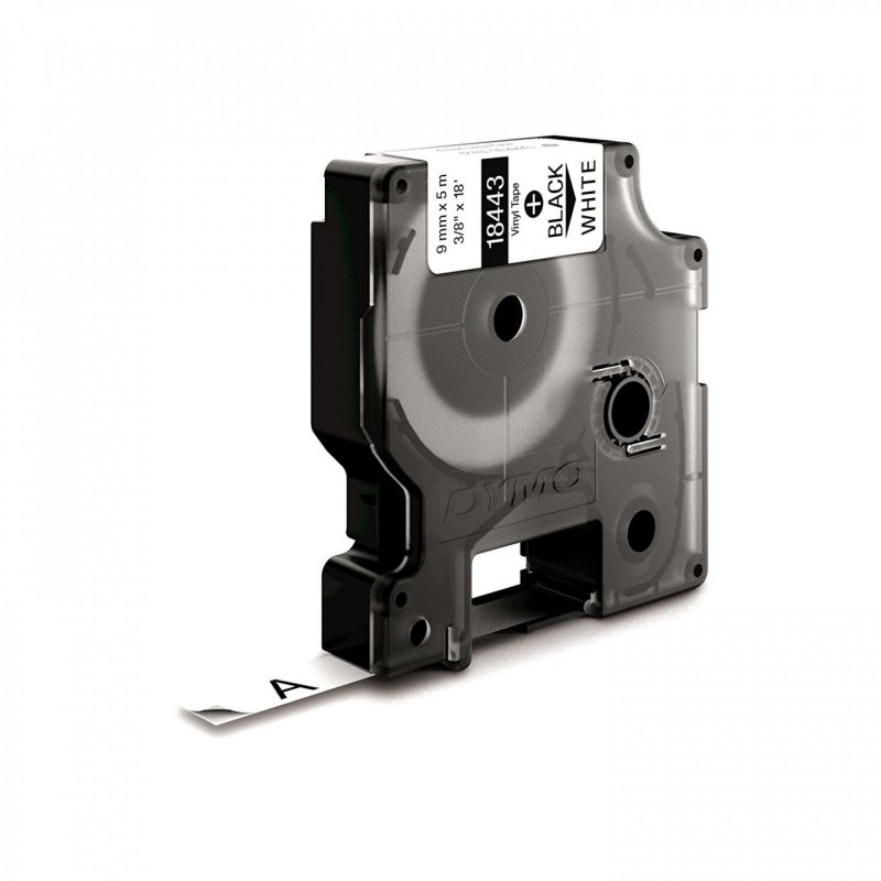 DYMO RHINO Etiquette en vinyle noir/blanc, 9 mm x 5,5 m