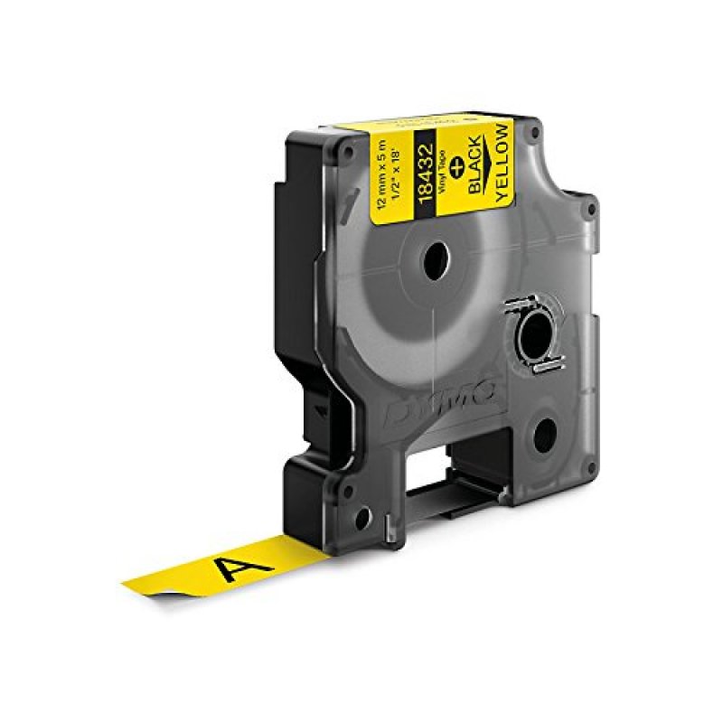DYMO RHINO Etiquette en vinyle noir/jaune, 12 mm x 5,5 m