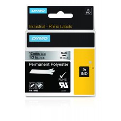 DYMO RHINO Etiquette en polyester métallique, 12 mm x 5,5 m