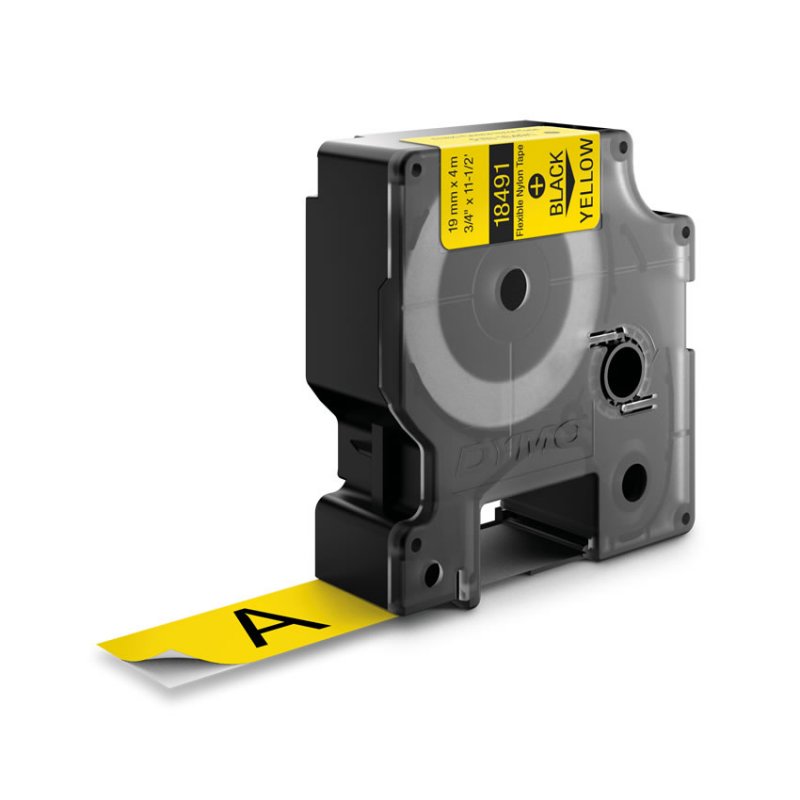 DYMO RHINO Etiquette en nylon noir/jaune, 19 mm x 3,5 m