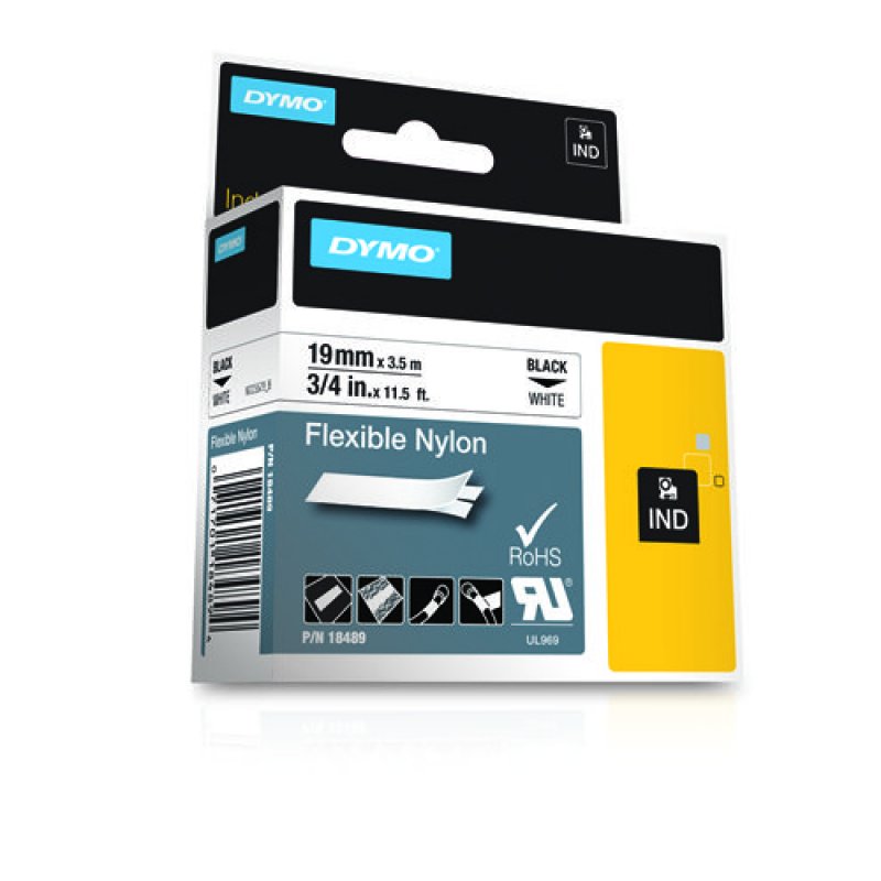 DYMO Ruban RHINO en nylon flexible - blanc 19 mm - 3.5 m