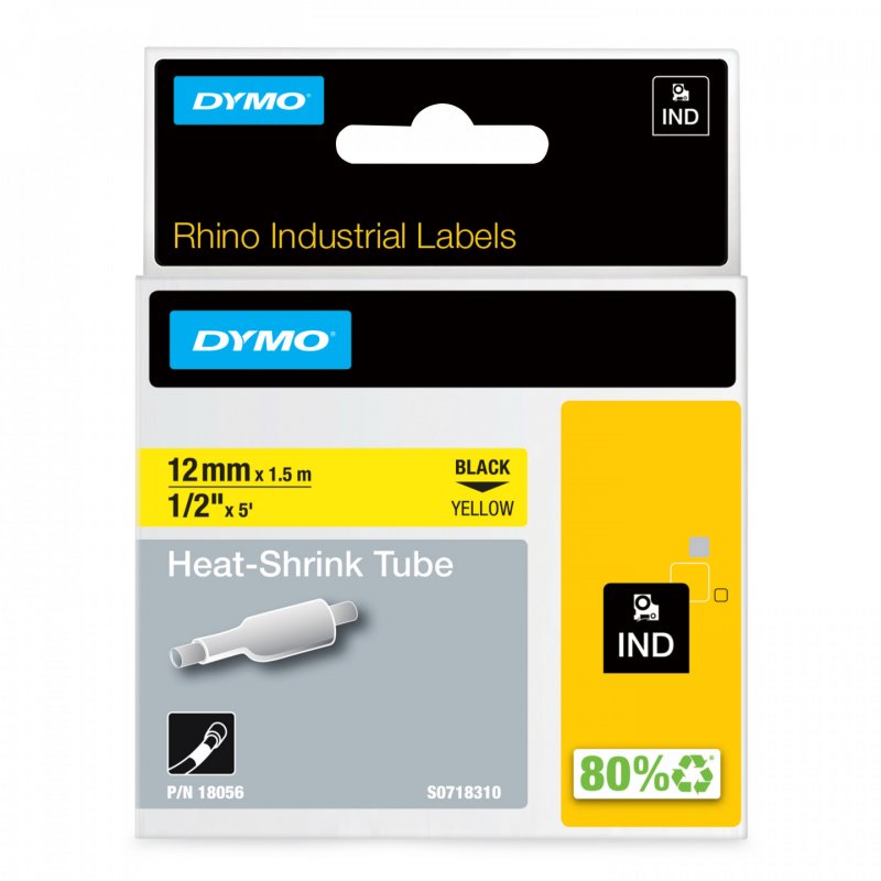DYMO IND Heat-Shrink Tube Labels - 12mm x 1,5m
