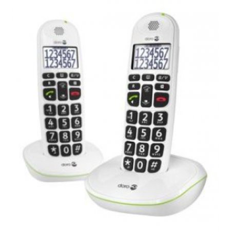 Doro PhoneEasy 110 Téléphone sans Fil pour Seniors avec Touches Grandes et Audio Amplifié (Blanc X 2)
