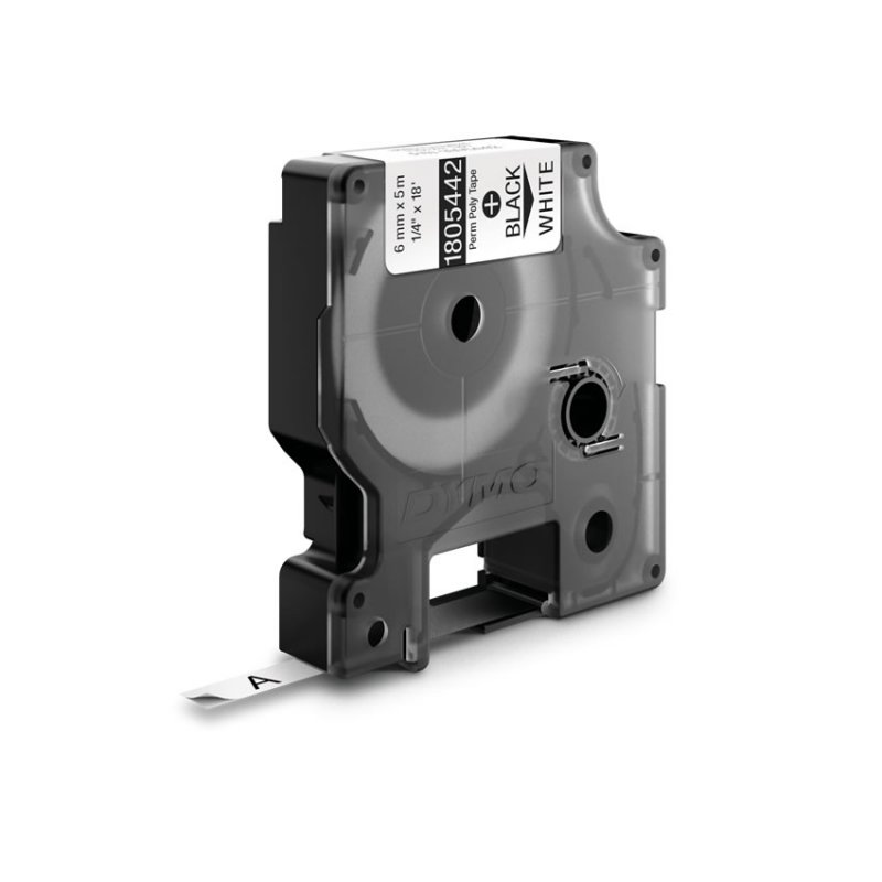 DYMO RHINO Etiquette en polyester noir/blanc, 6 mm x 5,5 m