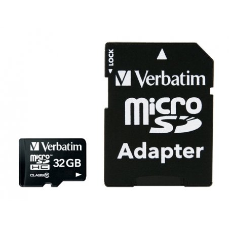 Carte mémoire Micro SD Verbatim compatible 32Go SDHC Class 10 + adaptateur