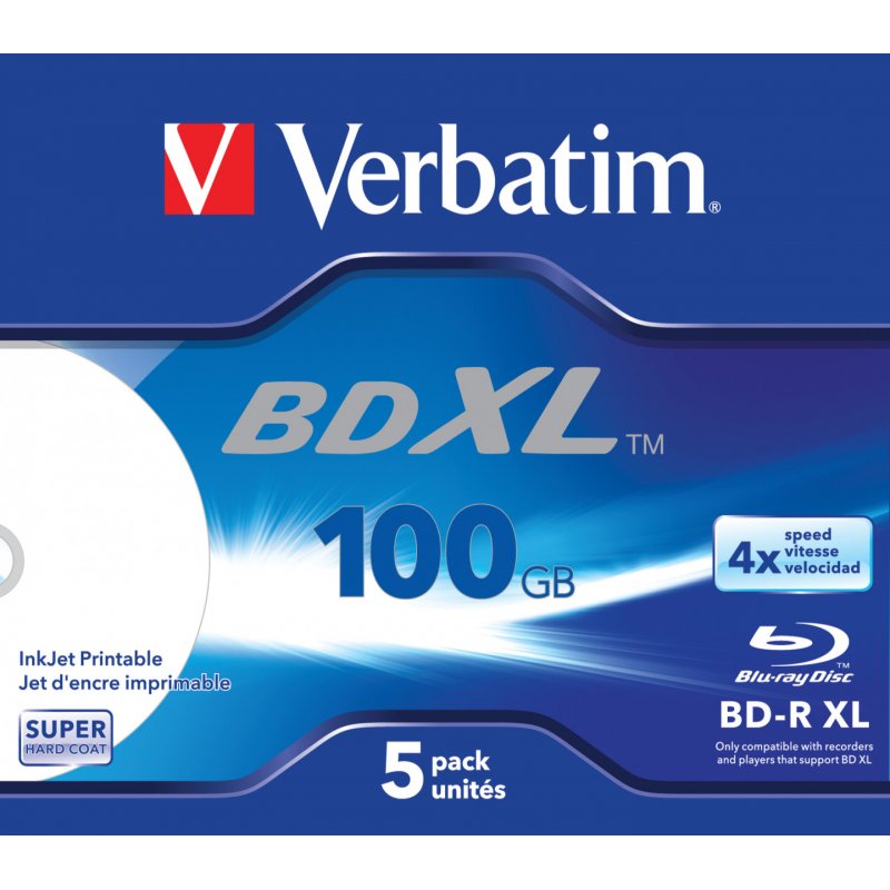 BD-R XL 100GB 4X WideWhite Inkjet Pr.5pk
