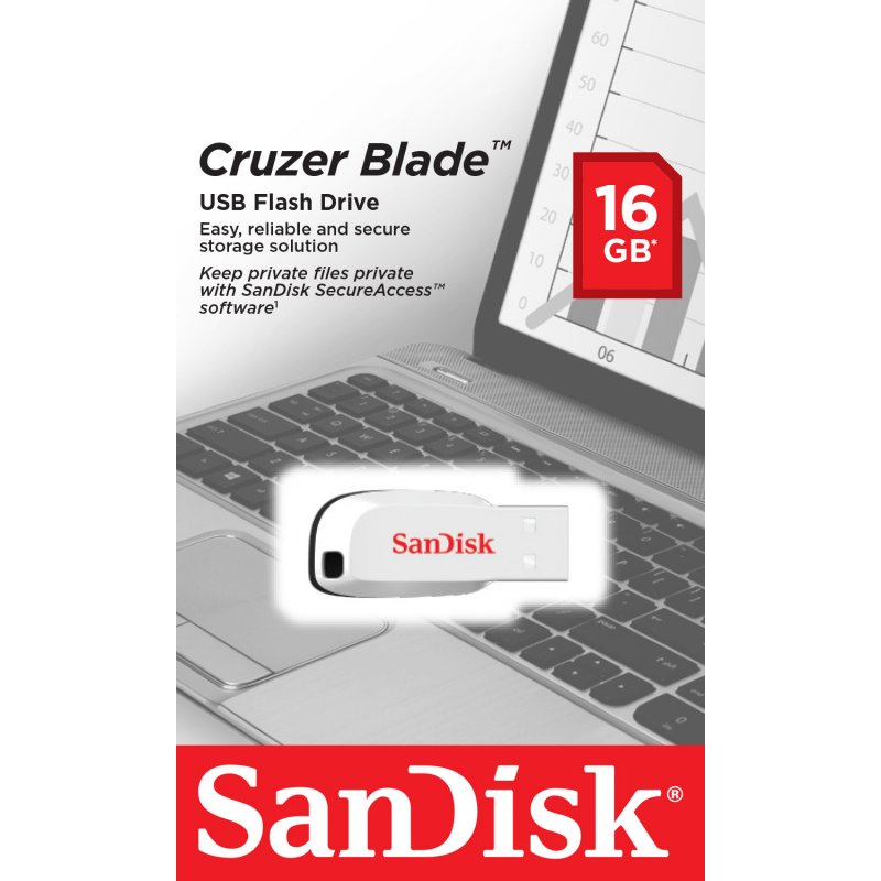 SanDisk Cruzer Blade lecteur USB flash 16 Go USB Type-A 2.0 Blanc