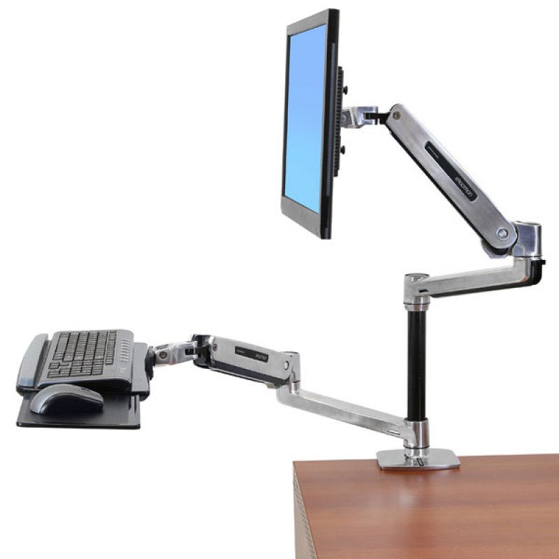 LX Sit Stand Desk Mount LCD Arm Polish