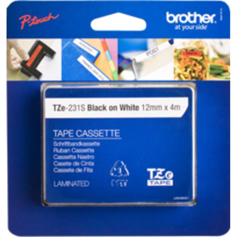 Brother TZE-231S label-making tape Black on white