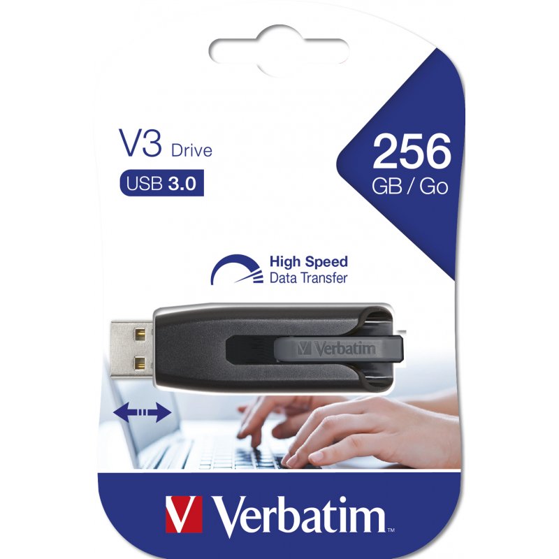 Clé USB Verbatim compatible Store'N'Go V3 256Go USB 3.1 (Noir)