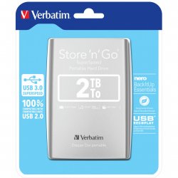 Verbatim Disque dur portable USB Store 'n' Go 3.0, 2 To, Argenté