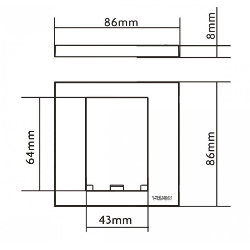 Vision TC3 SURR1G Plaque de commutation et obturateur Blanc