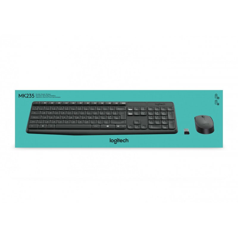 Logitech MK235 clavier Souris incluse USB QWERTY Espagnole Gris