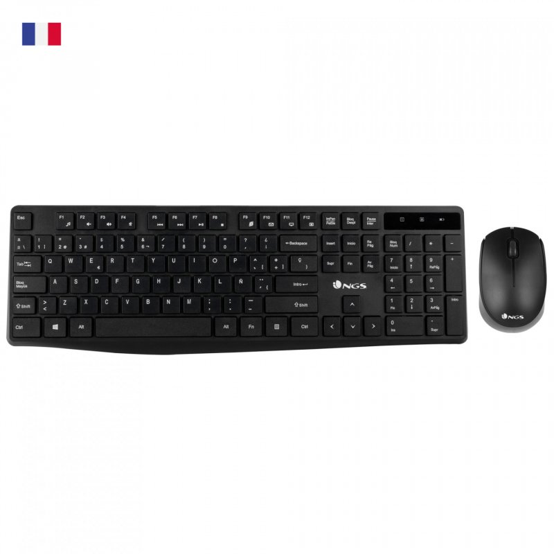 NGS Allure Kit, AZERTY, FR keyboard Mouse included RF Wireless French Black