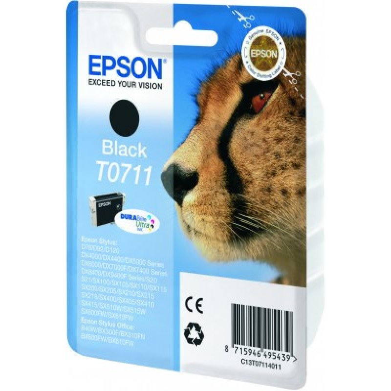 Epson Cheetah Singlepack Black T0711 DURABrite Ultra Ink