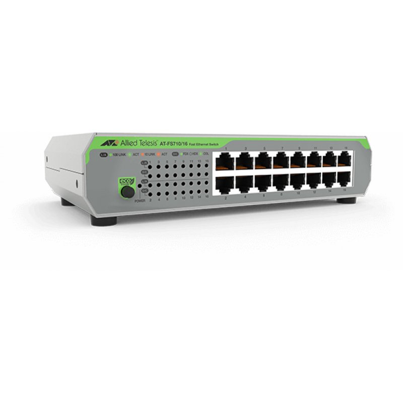 Allied Telesis AT-FS710/16-50 Unmanaged Fast Ethernet (10/100) 1U Green, Grey