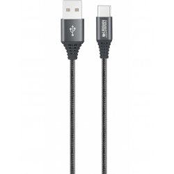 Urban Factory Braided USB cable 2 m USB 2.0 USB A USB C Grey