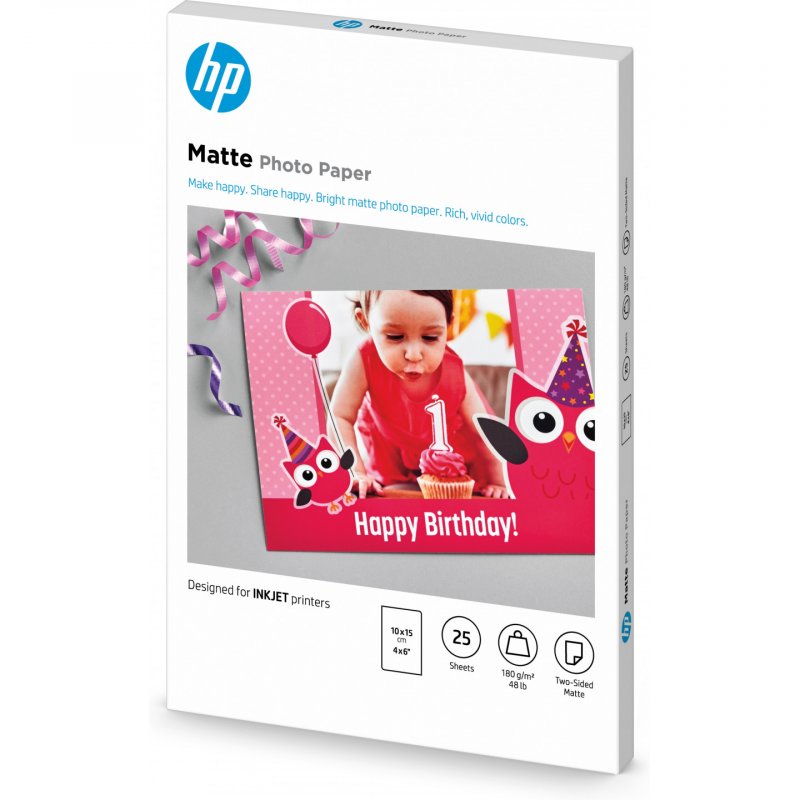 HP Papier photo mat, 180 g/m2, 10 x 15 cm (101 x 152 mm), 25 feuilles