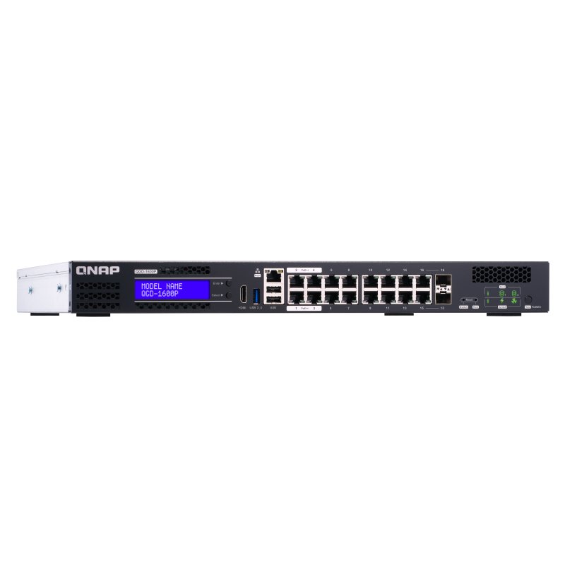 QNAP QGD-1600P Géré Gigabit Ethernet (10/100/1000) Connexion Ethernet, supportant l'alimentation via ce port (PoE) 1U 