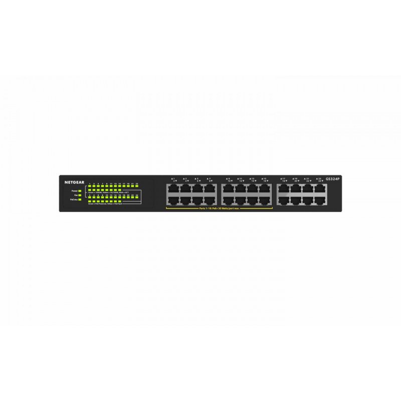 NETGEAR GS324P Unmanaged Gigabit Ethernet (10/100/1000) Power over Ethernet (PoE) 1U Black