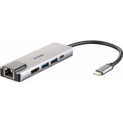 D-Link DUB-M520 notebook dock/port replicator Wired Thunderbolt 3 Aluminium, Black