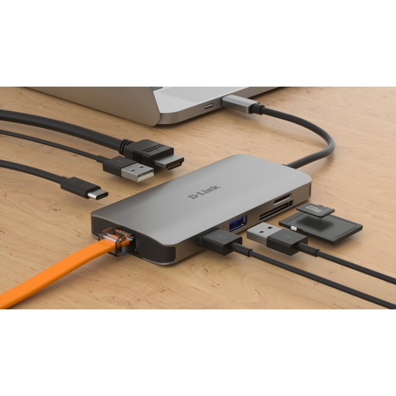 D-LINK compatible USB-C 8-en-1 HDMI SD /microSD