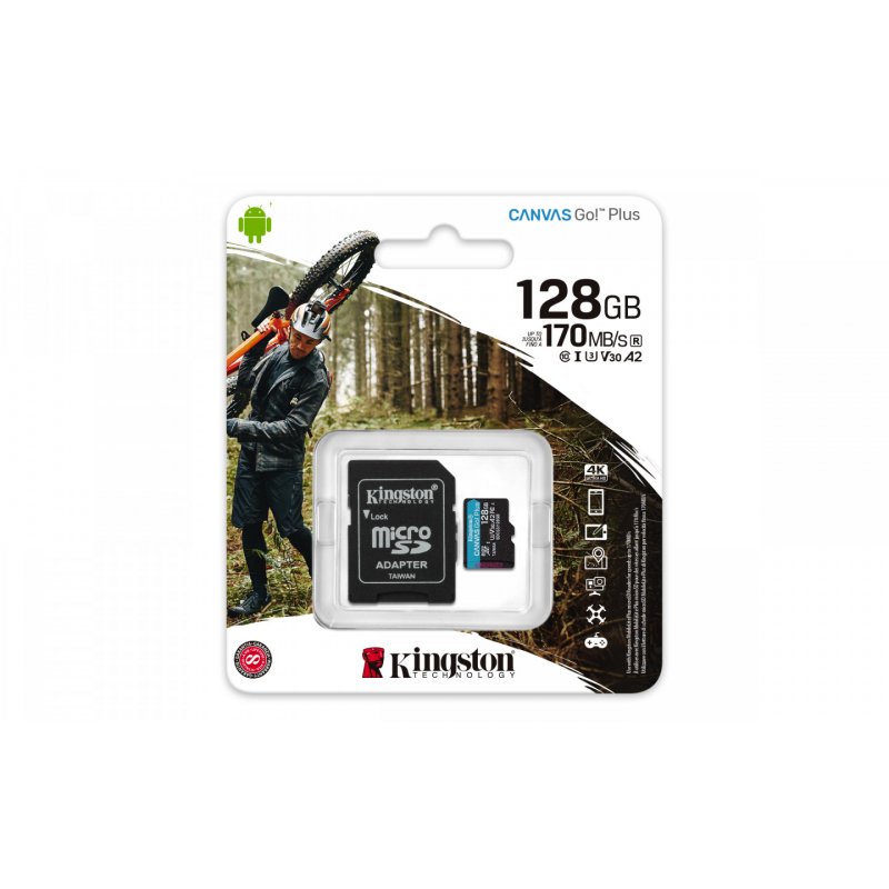Kingston compatible Canvas Go! Plus - Flash-Speicherkarte - 128 GB - microSDXC UHS-I