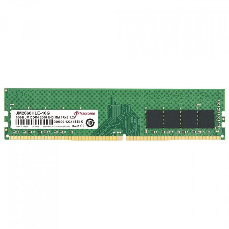 Transcend JetRam JM2666HLE-16G module de mémoire 16 Go 1 x 8 Go DDR4 2666 MHz