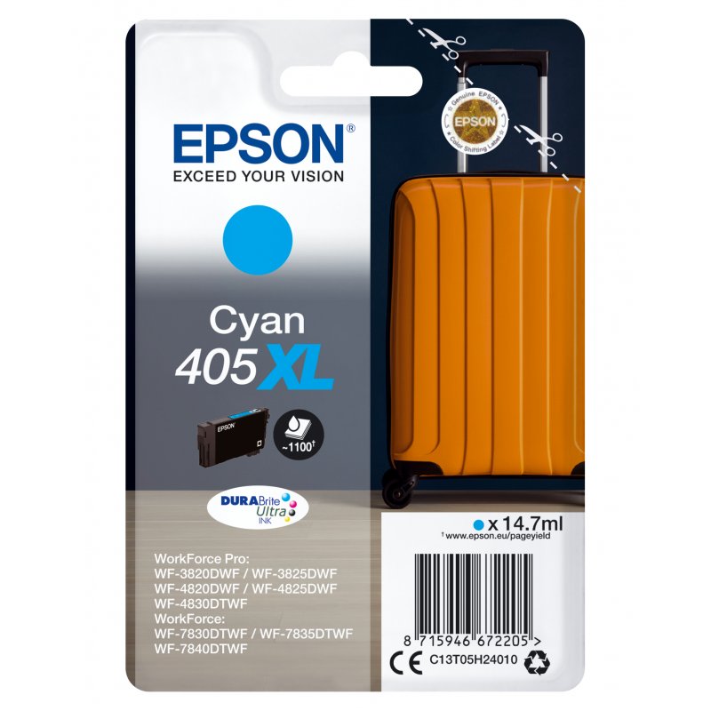 EPSON Singlepack Cyan 405XL DURABrite