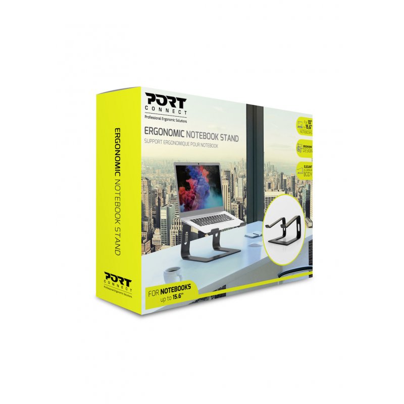 Port Designs 901103 Support de livres Supports de Notebook Aluminium, Noir 39,6 cm (15.6")