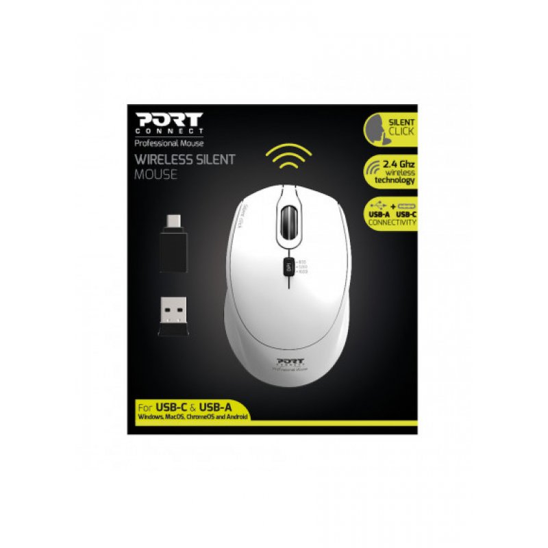 Port Designs 900714 mouse Ambidextrous RF Wireless + USB Type-C 1600 DPI
